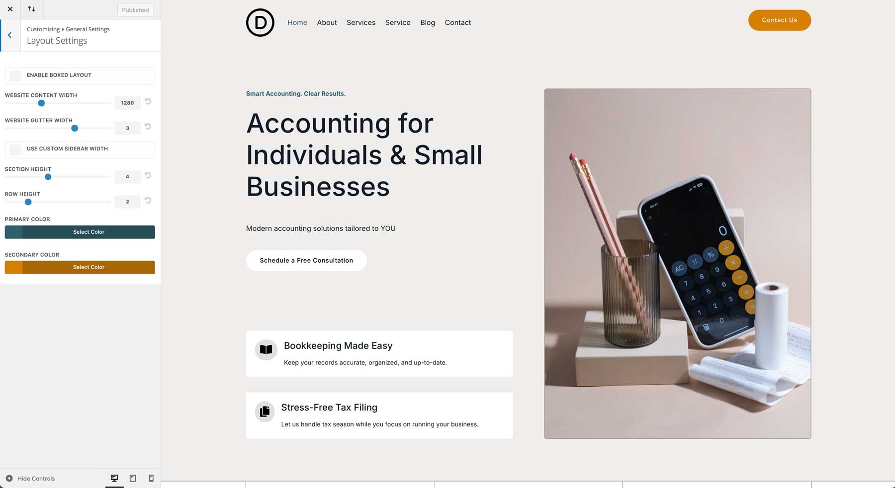 Accountant Starter Site für Divi