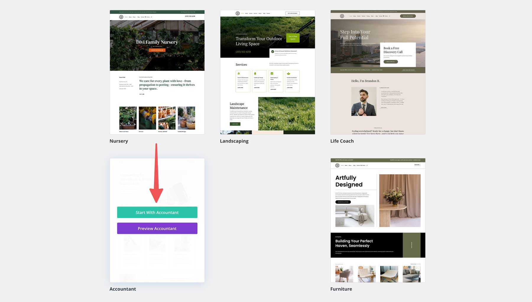 Accountant Starter Site für Divi