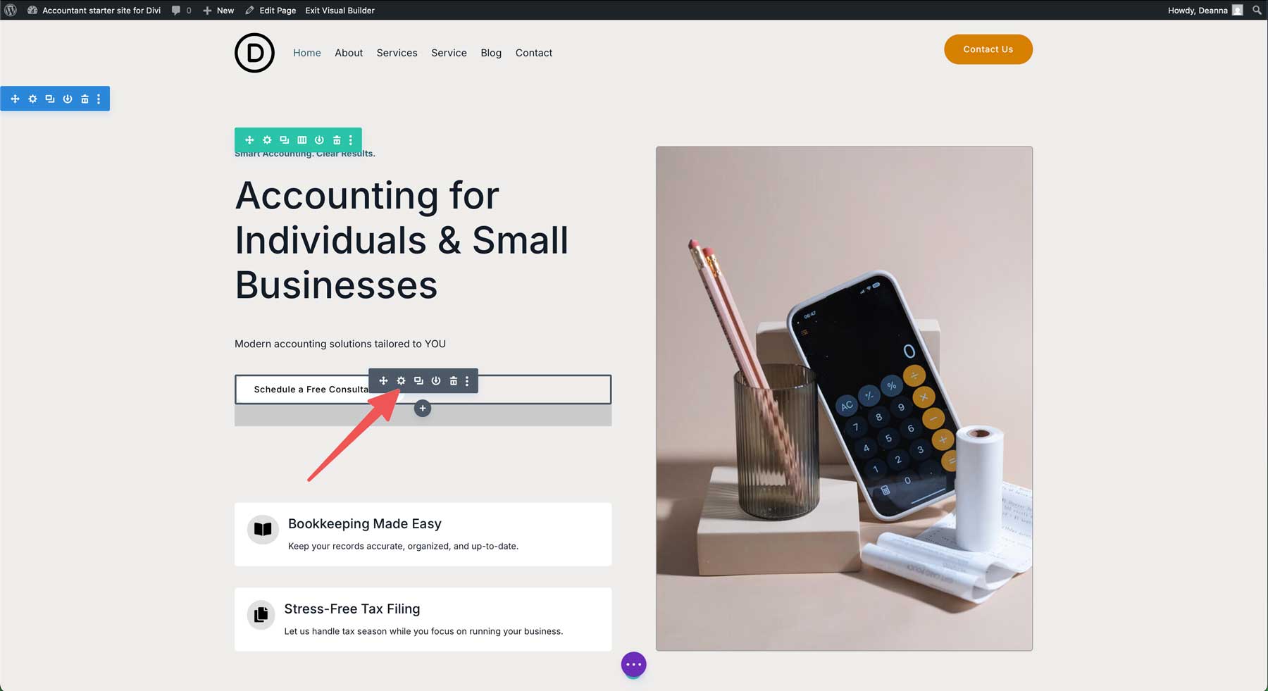 Accountant Starter Site für Divi