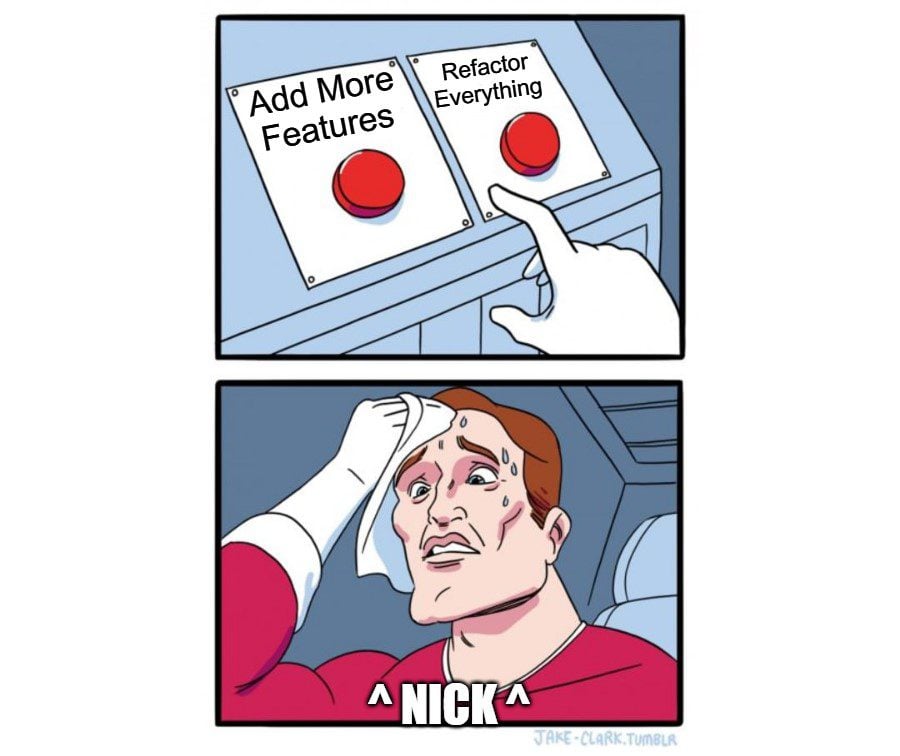 Divi 5 meme de decisão de dois botões