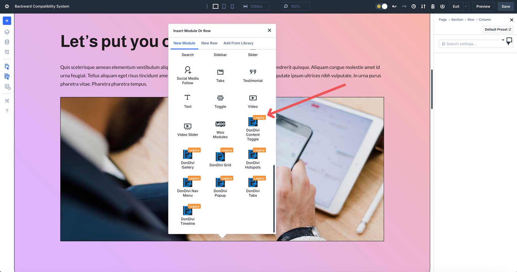 التوافق المتخلف في Divi 5
