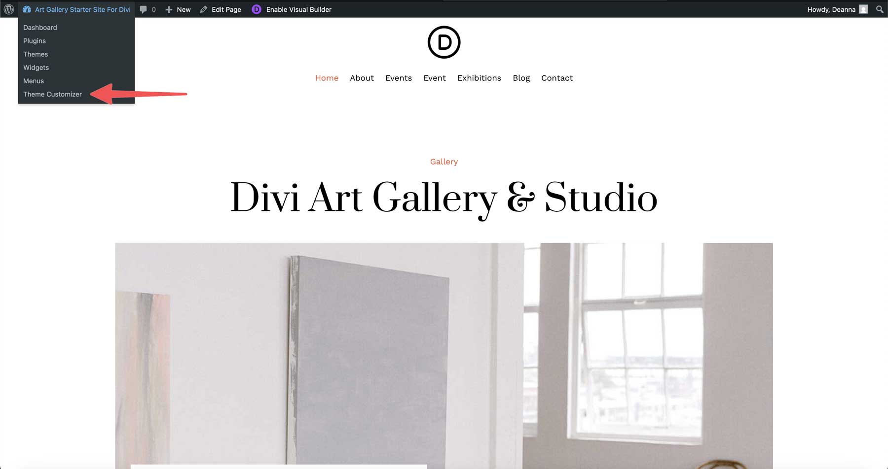 Site de pornire a galeriei de artă pentru divi