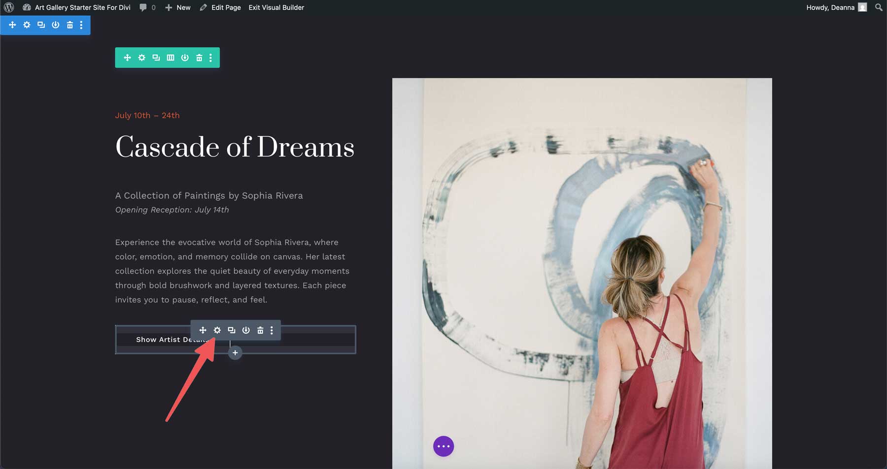 Site de pornire a galeriei de artă pentru divi