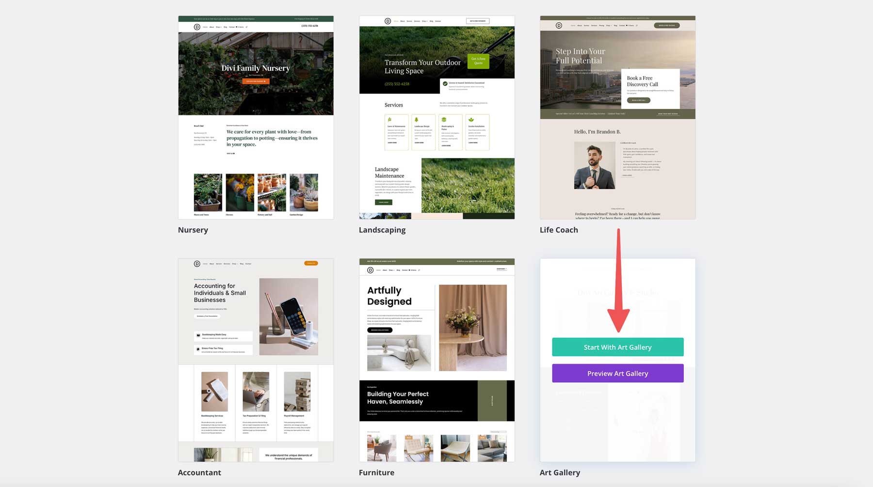 Site de pornire a galeriei de artă pentru divi