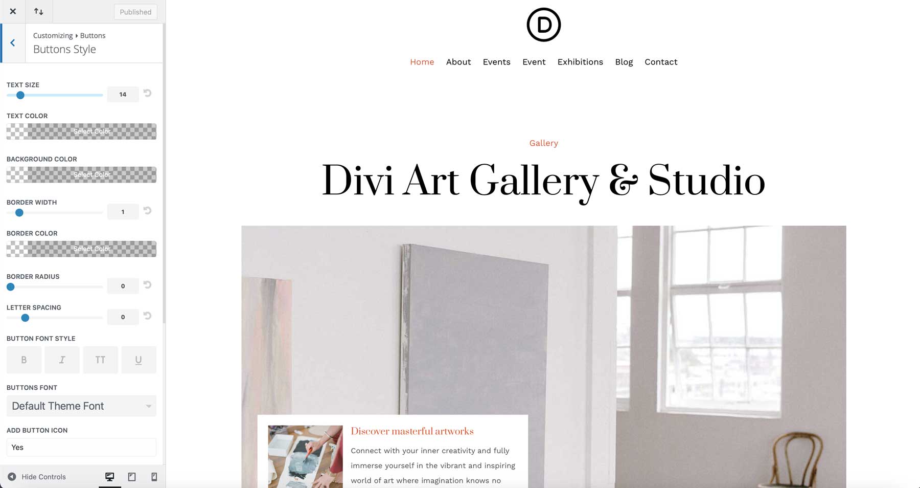 Site de pornire a galeriei de artă pentru divi