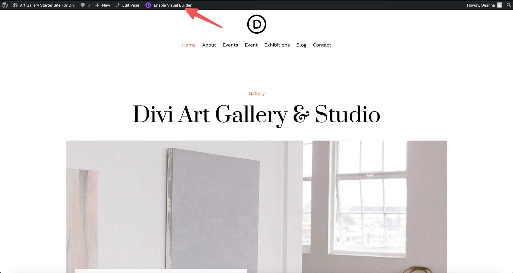 Site de pornire a galeriei de artă pentru divi