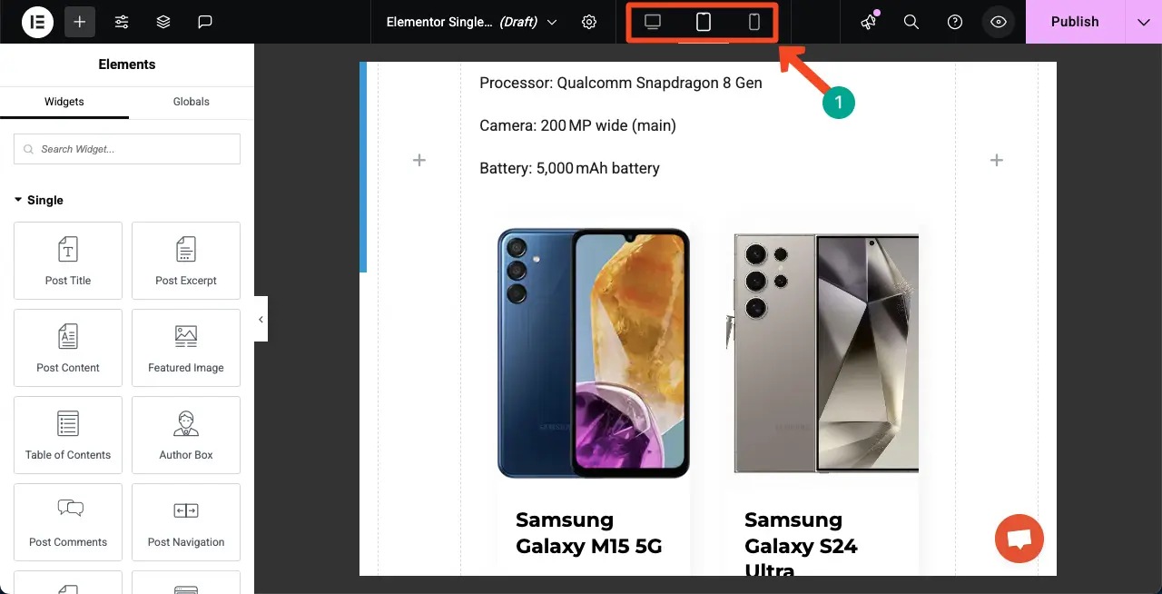 Comment créer une page Web dynamique dans WordPress avec Elementor 34 Make the Page Mobile Responsive