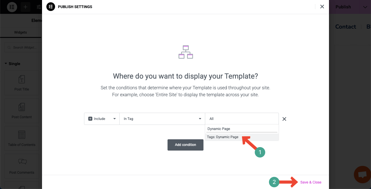 Comment créer une page Web dynamique dans WordPress avec Elementor 38 Select the tag