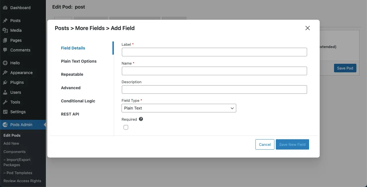 Comment créer une page Web dynamique dans WordPress avec Elementor 9 Label the new field