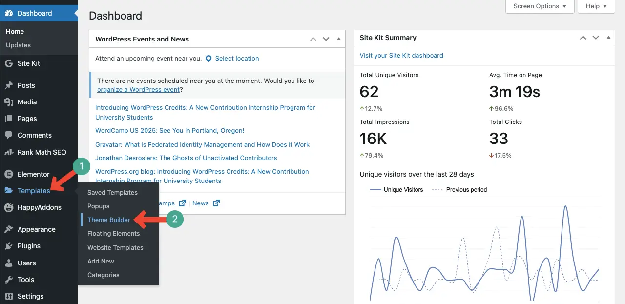 Comment créer une page Web dynamique dans WordPress avec Elementor 15 Go to Elementor Theme Builder