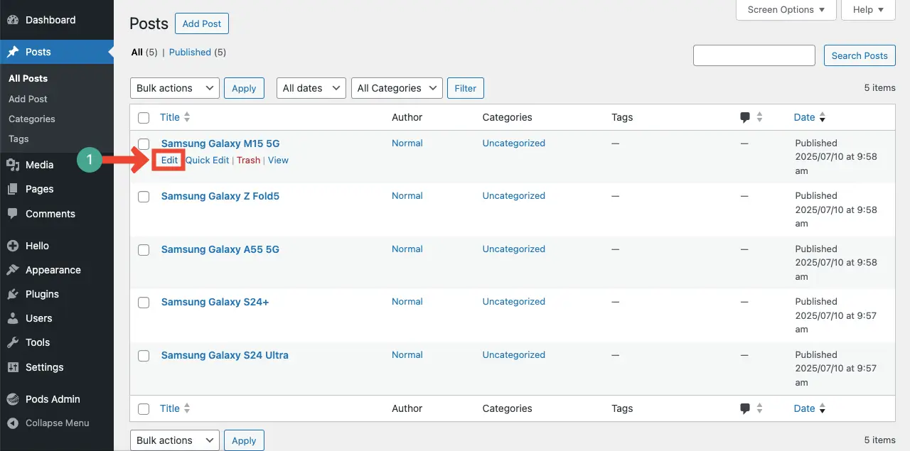 Comment créer une page Web dynamique dans WordPress avec Elementor 5 Edit posts for dynamic page creation
