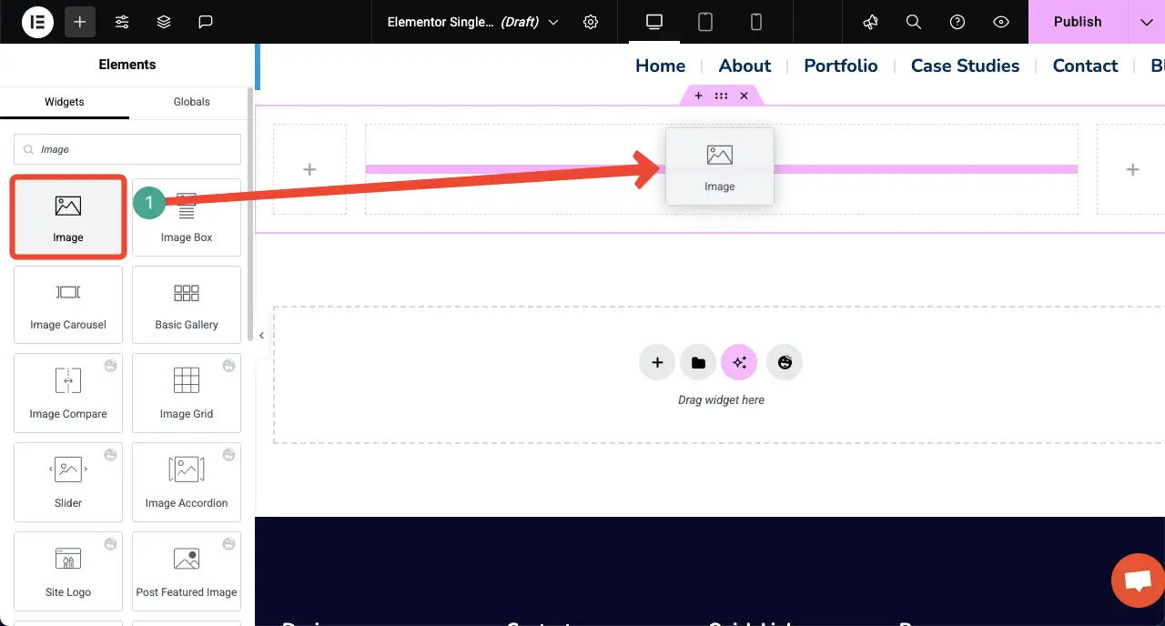 Comment créer une page Web dynamique dans WordPress avec Elementor 19 Drag and drop the image widget