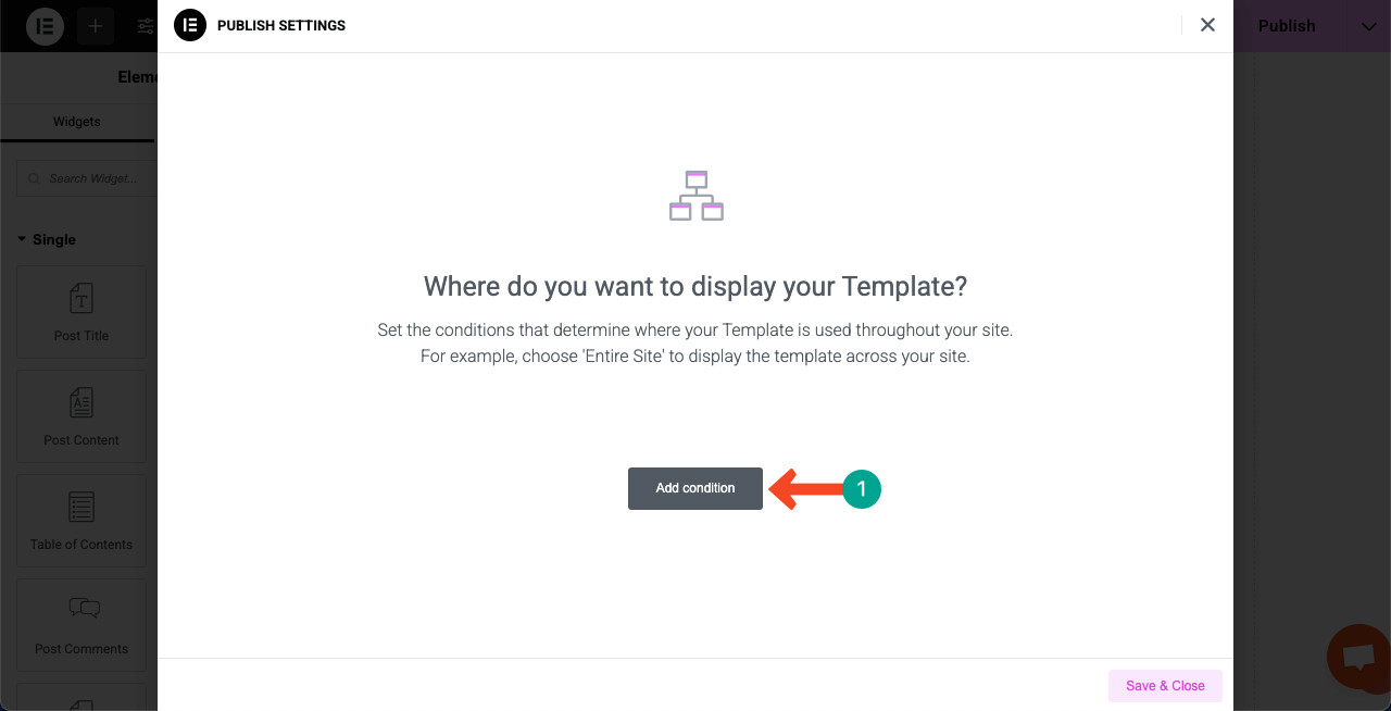 Comment créer une page Web dynamique dans WordPress avec Elementor 36 Add condition to the page