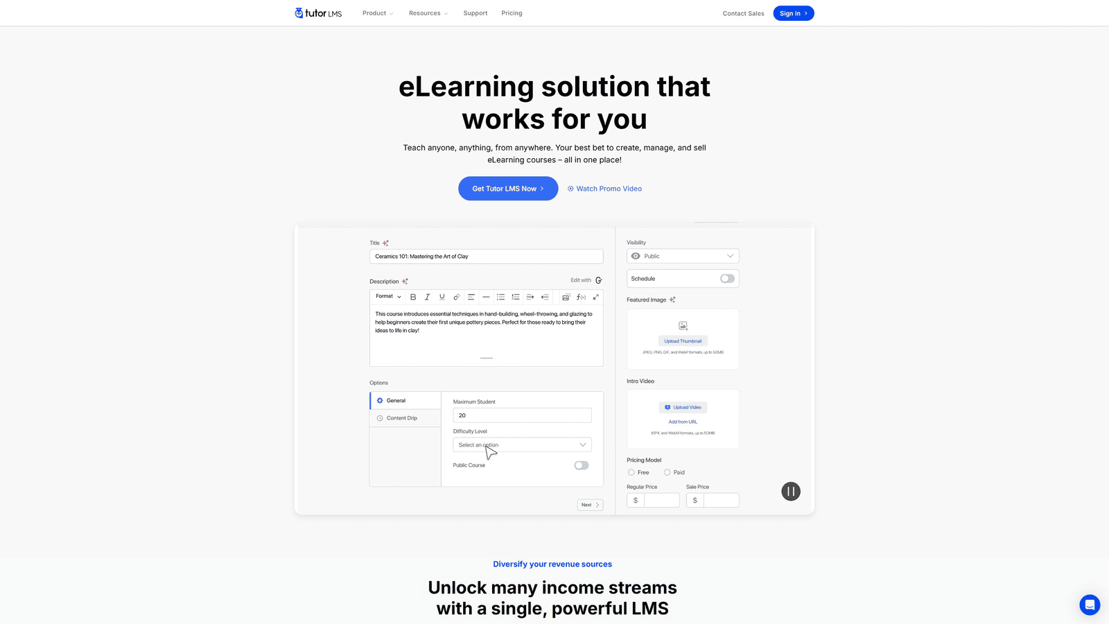Visual de Tutor LMS, le premier plugin WordPress pour les sites Web éducatifs avec pack de cours et support d'abonnement.