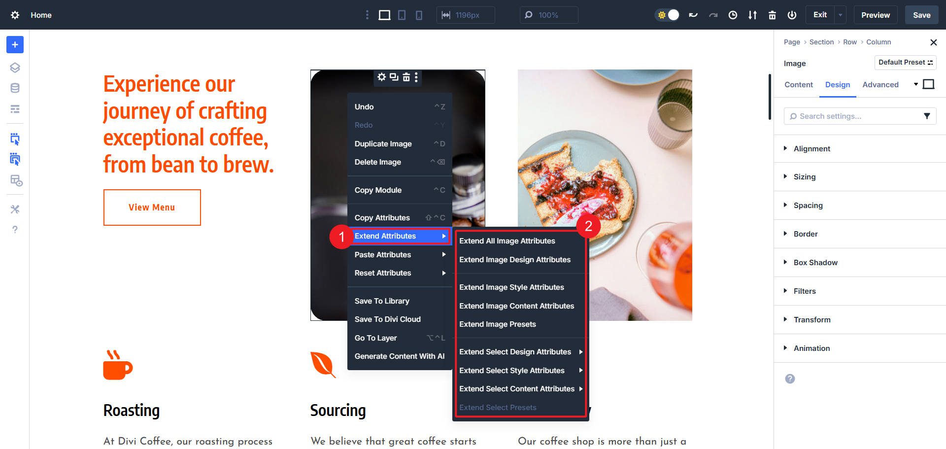 DIVI 5拡張属性右クリックオプション