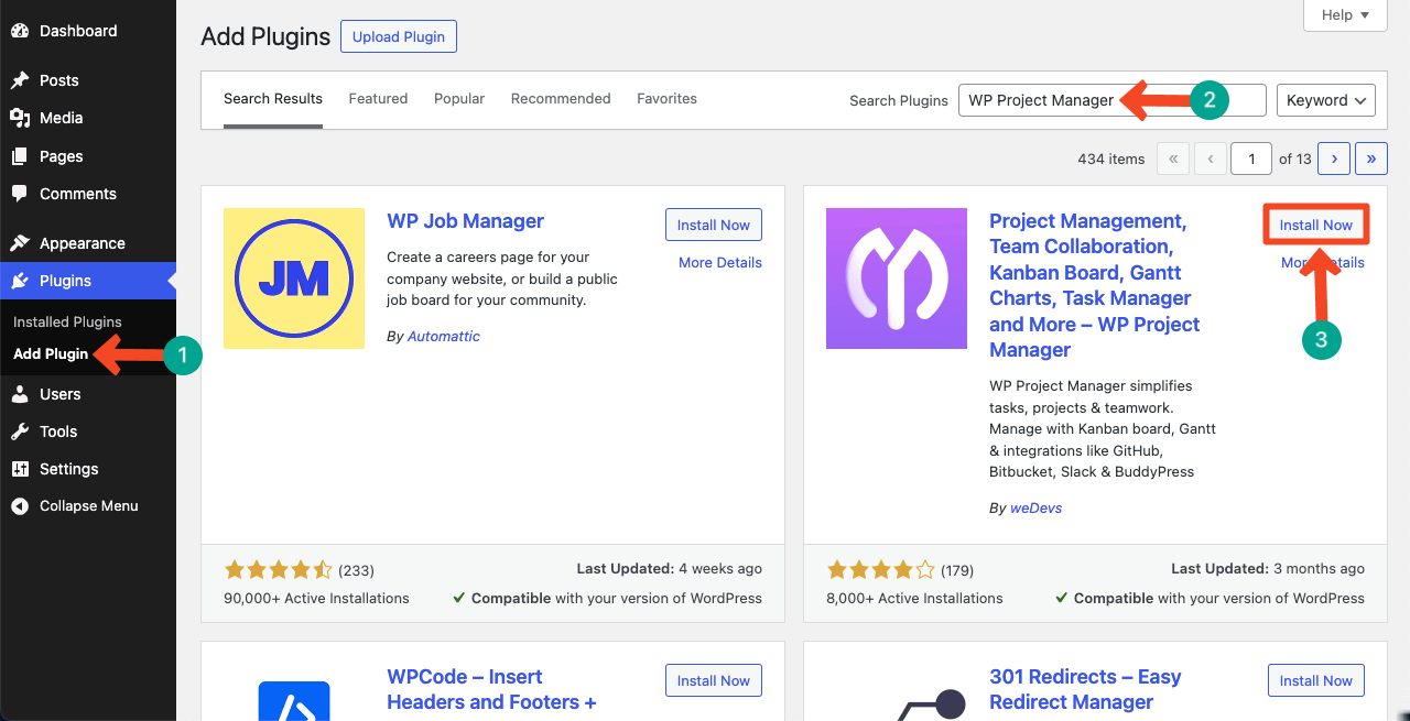 تثبيت WP Project Manager مجانًا