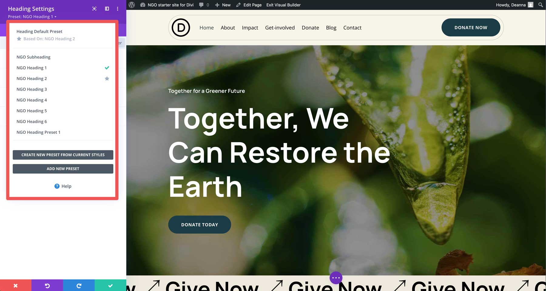Situs starter LSM untuk Divi