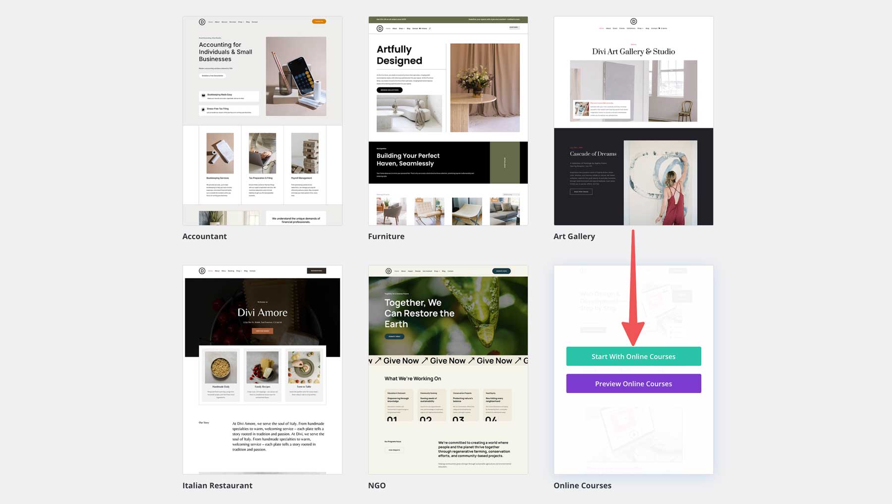 Situs Starter Kursus Online untuk Divi