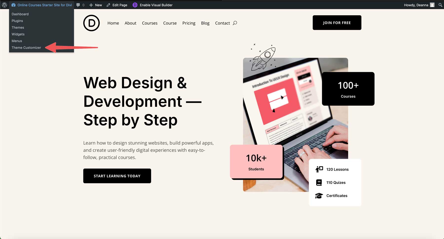 Situs Starter Kursus Online untuk Divi