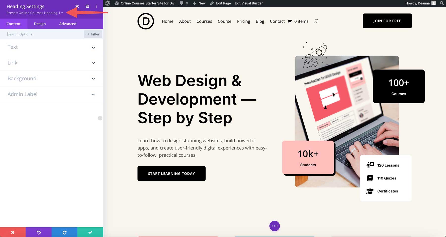 Situs Starter Kursus Online untuk Divi