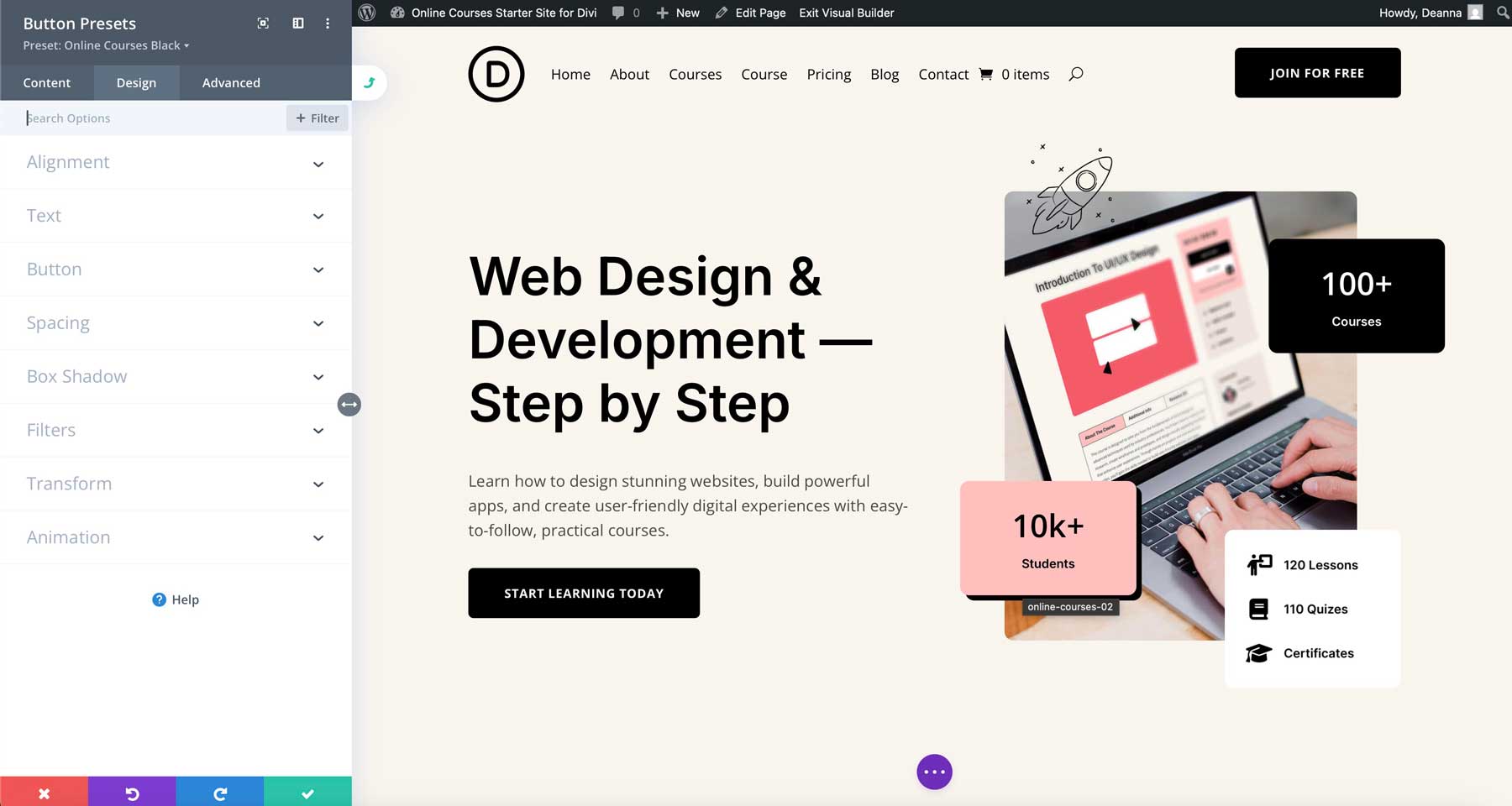 Situs Starter Kursus Online untuk Divi