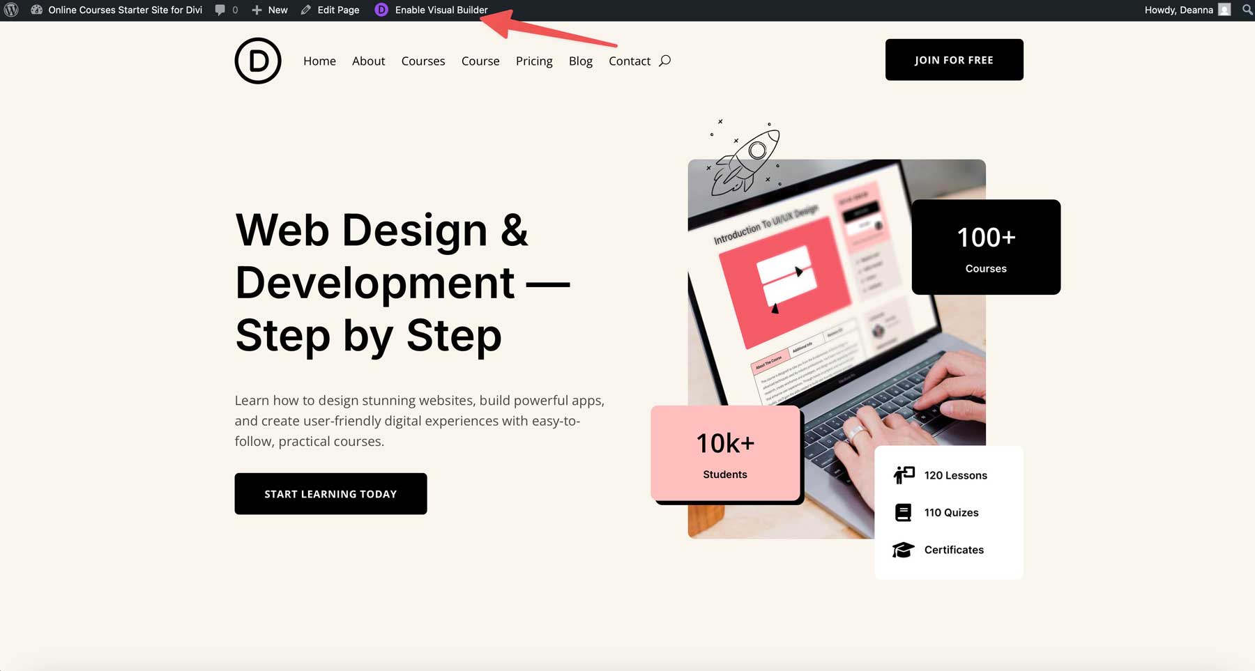 Situs Starter Kursus Online untuk Divi