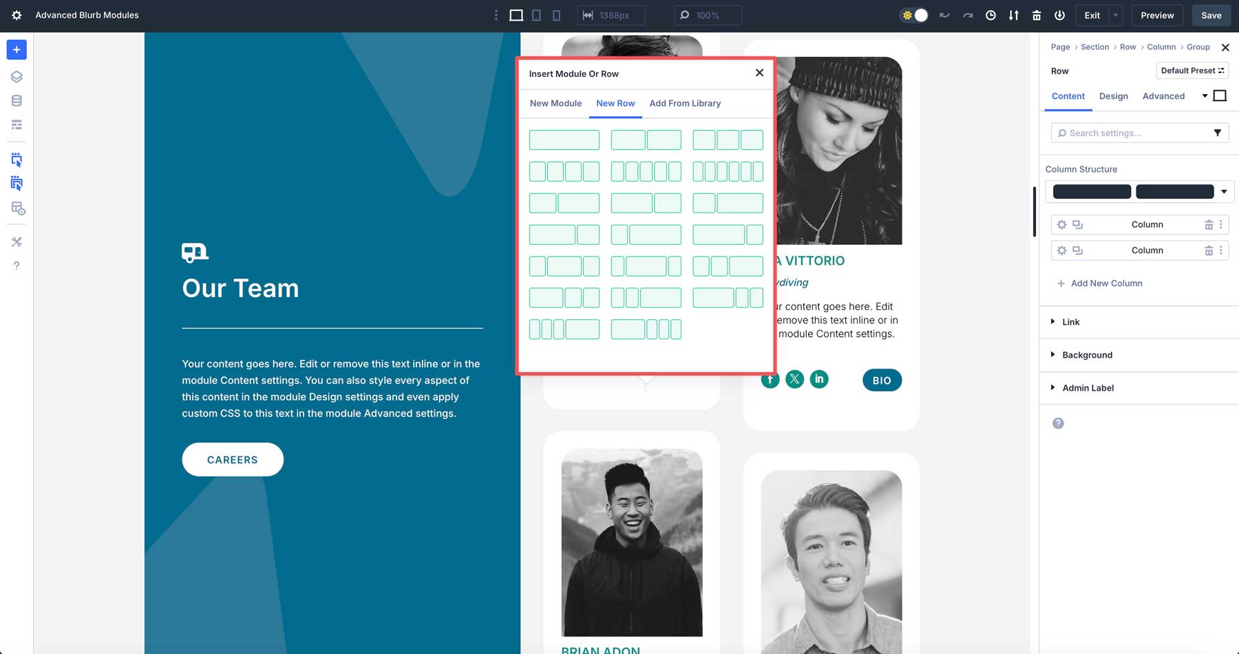 Divi 5 zagnieżdżonych wierszy