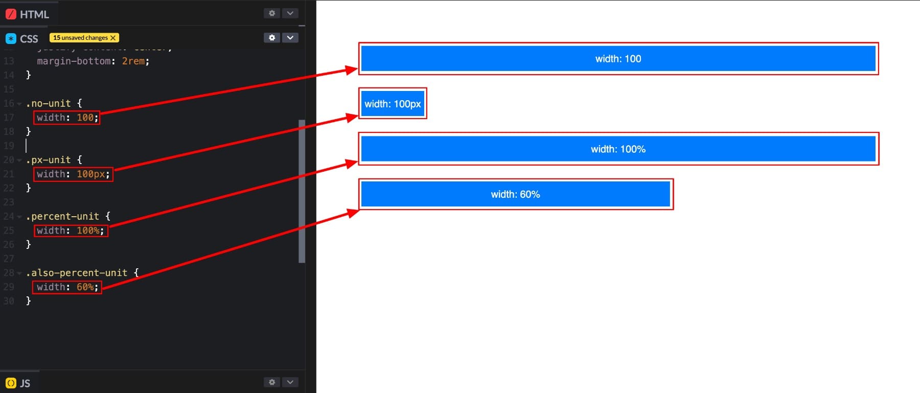 Jednostki CSS w akcji
