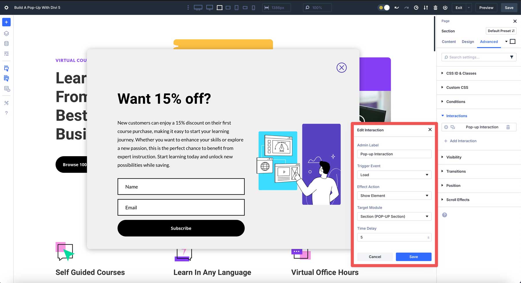Zbuduj wyskakujące okienko w Divi 5