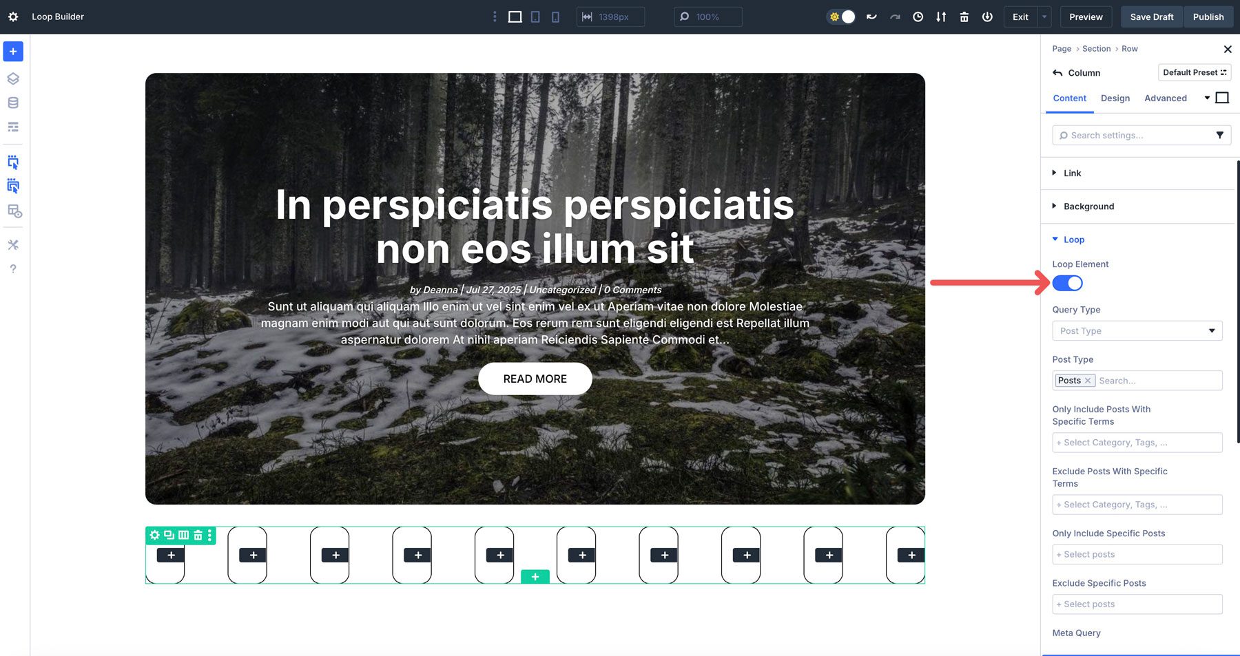 Divi 5 Builder pętli