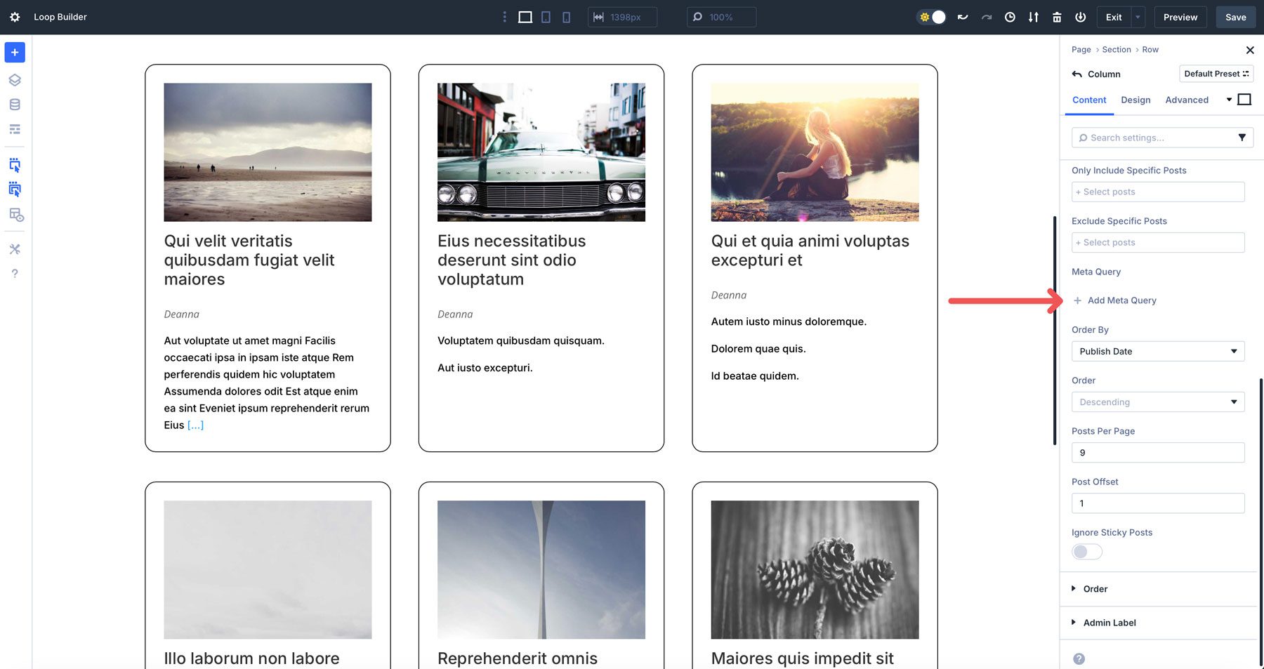 Divi 5 Builder pętli