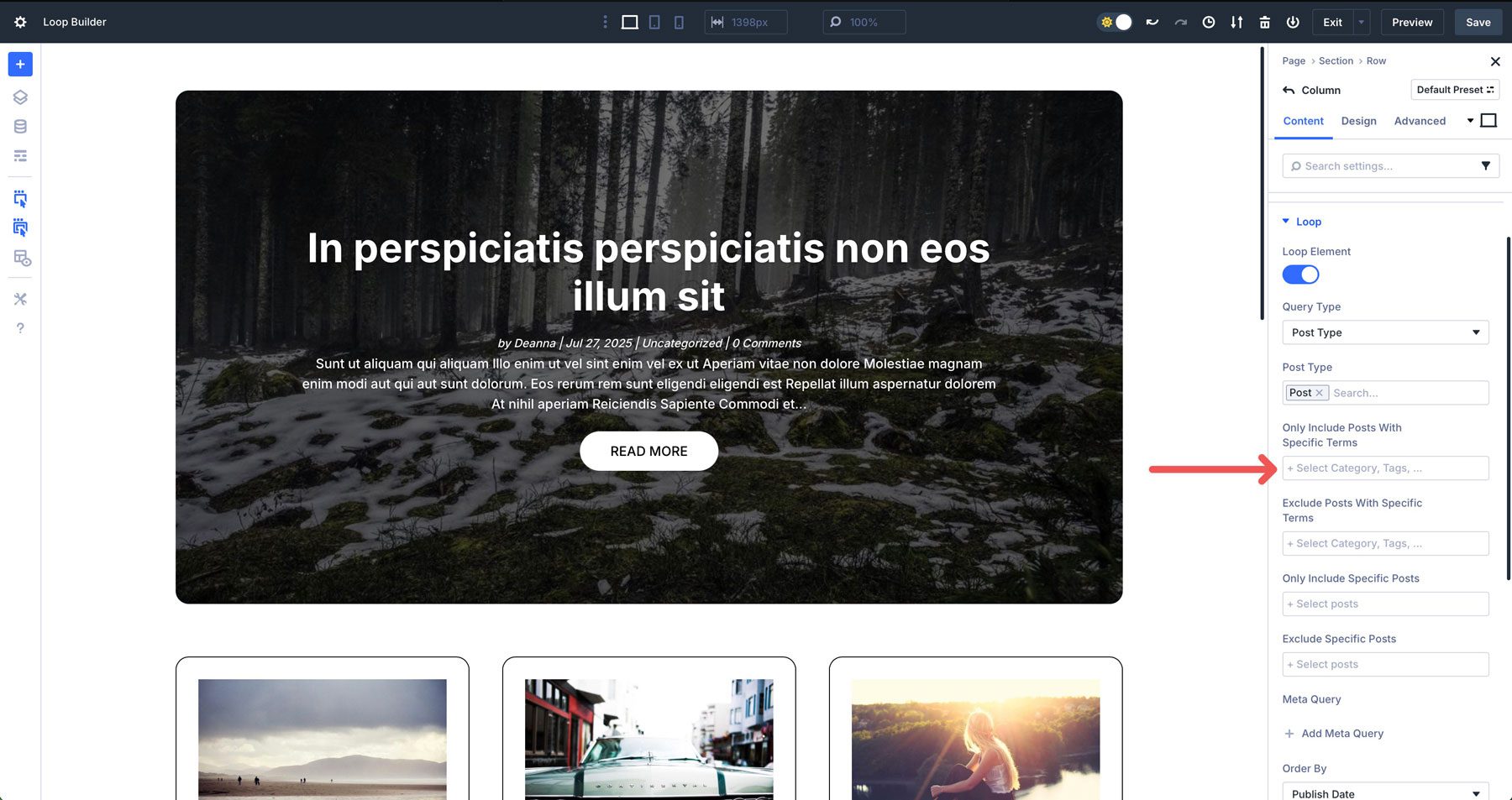 Divi 5 Builder pętli