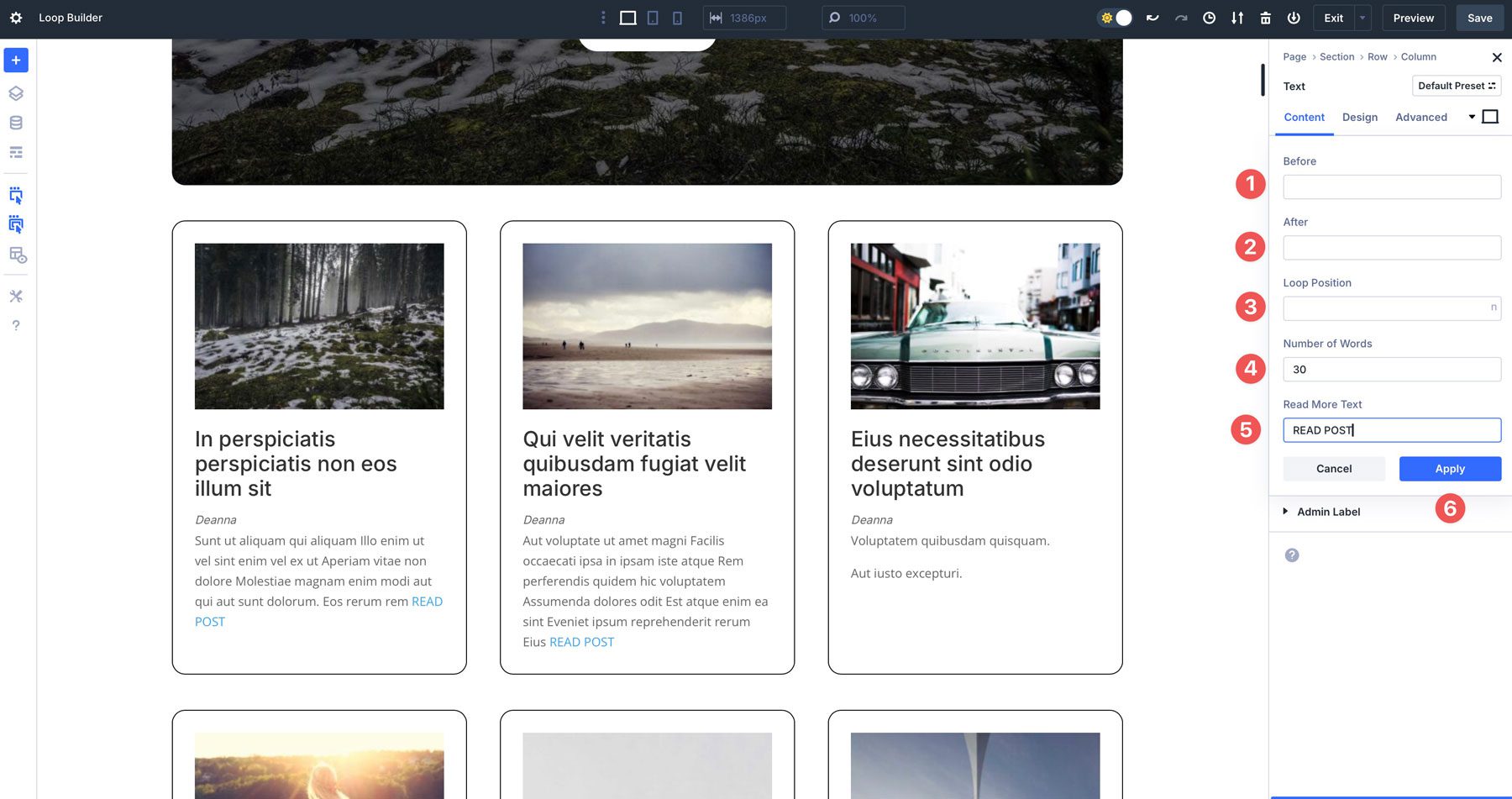 Divi 5 Builder pętli