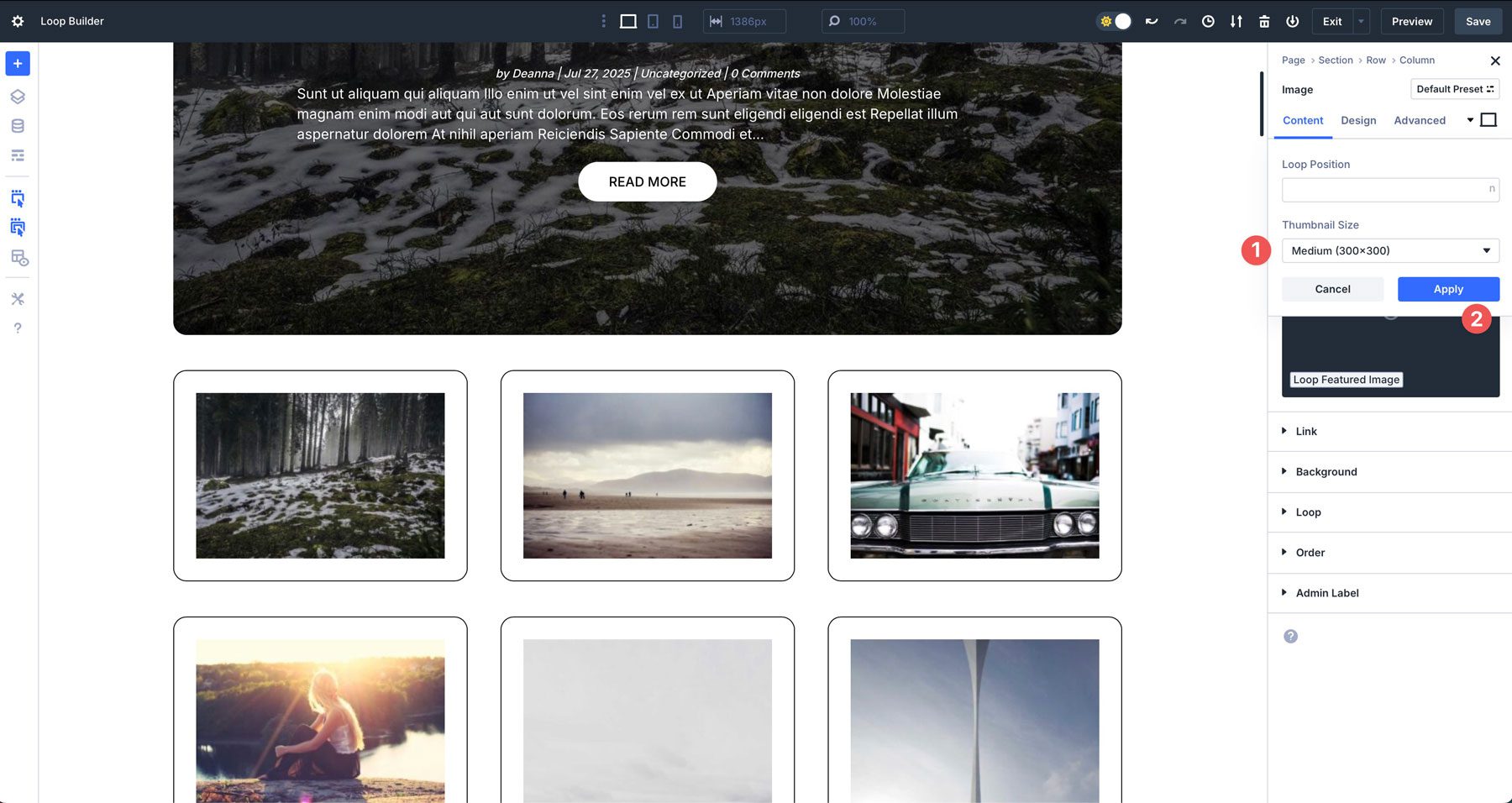 Divi 5 Builder pętli