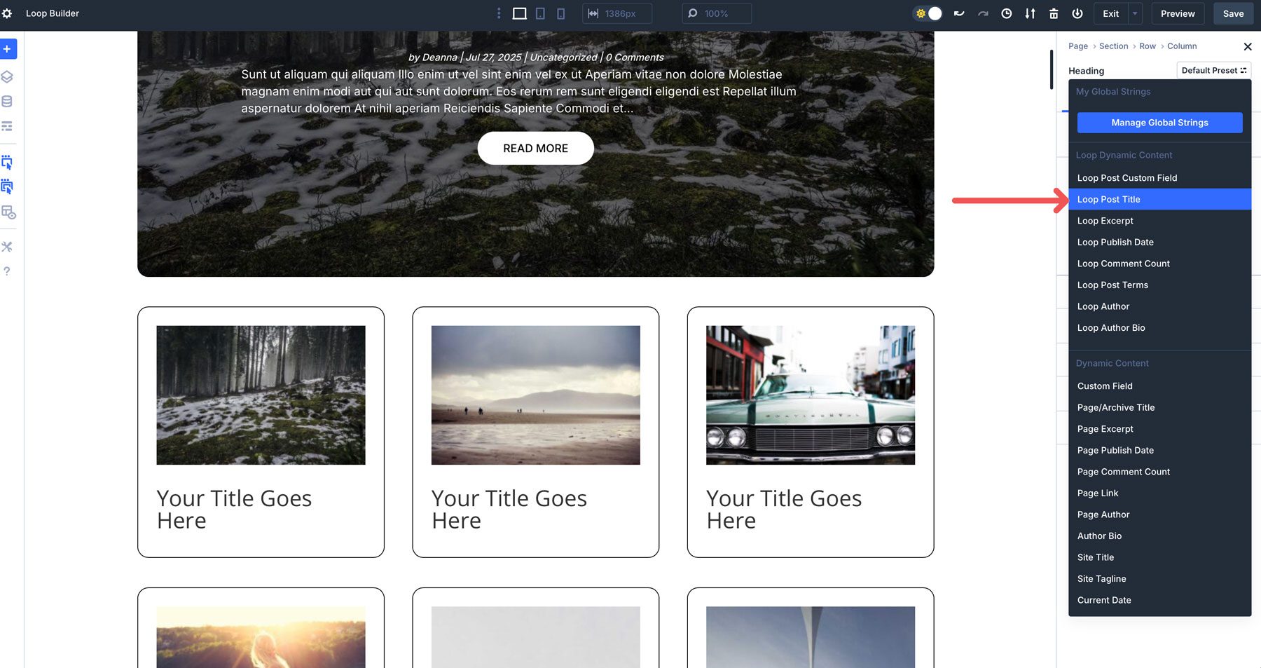 Divi 5 Builder pętli