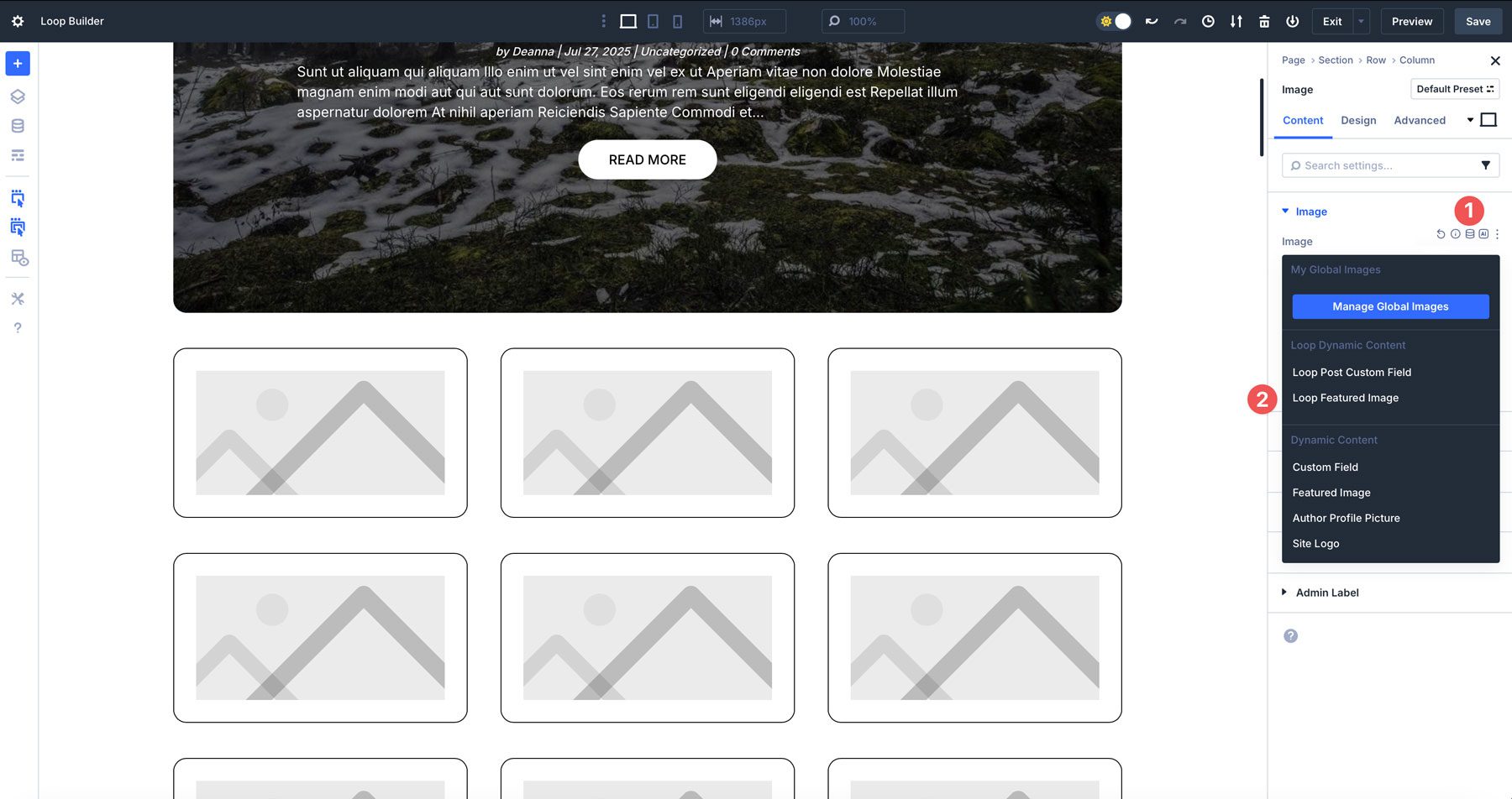 Divi 5 Builder pętli