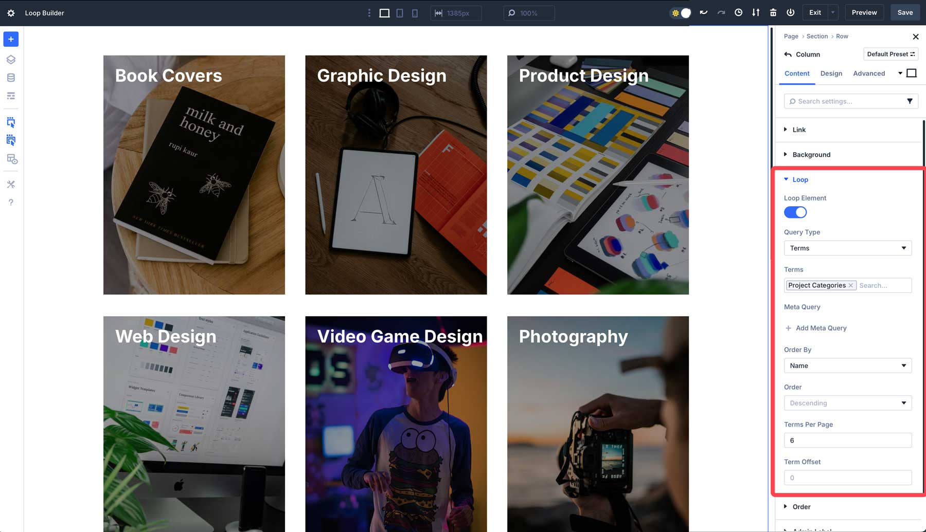 Divi 5 Builder pętli