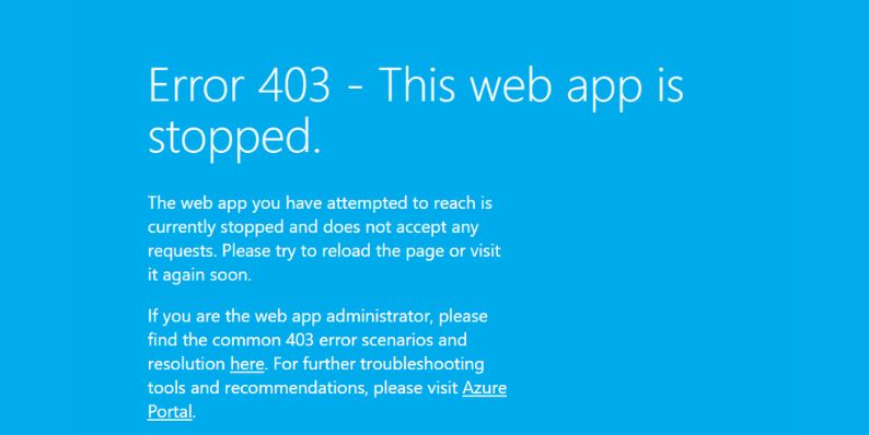لماذا فشل بدء تشغيل تطبيق Azure Web App