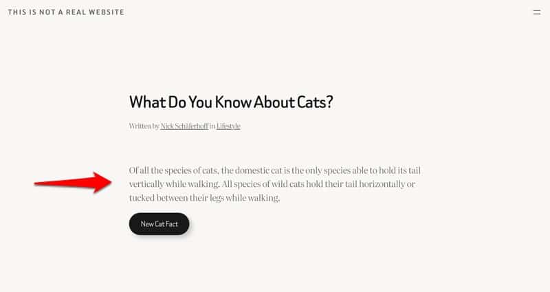 حقائق القط أخرج API في WordPress