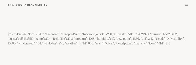 OpenWeathermap API Output على الصفحة