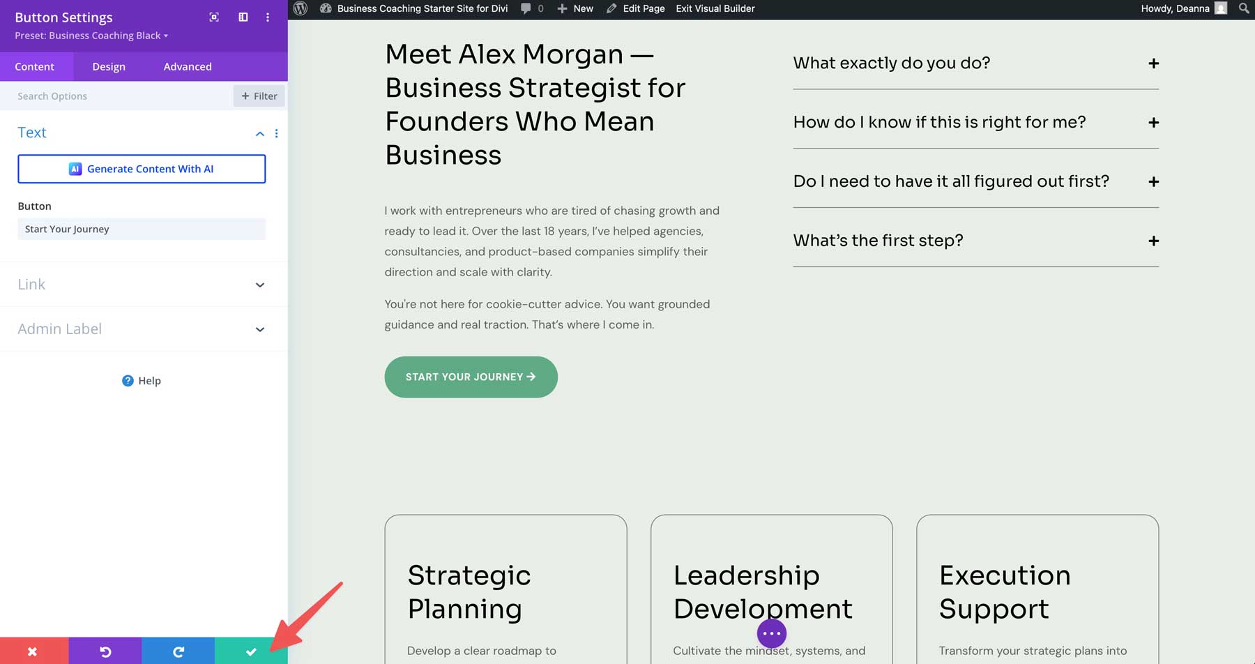 DIVIのビジネスコーチングスターターサイト
