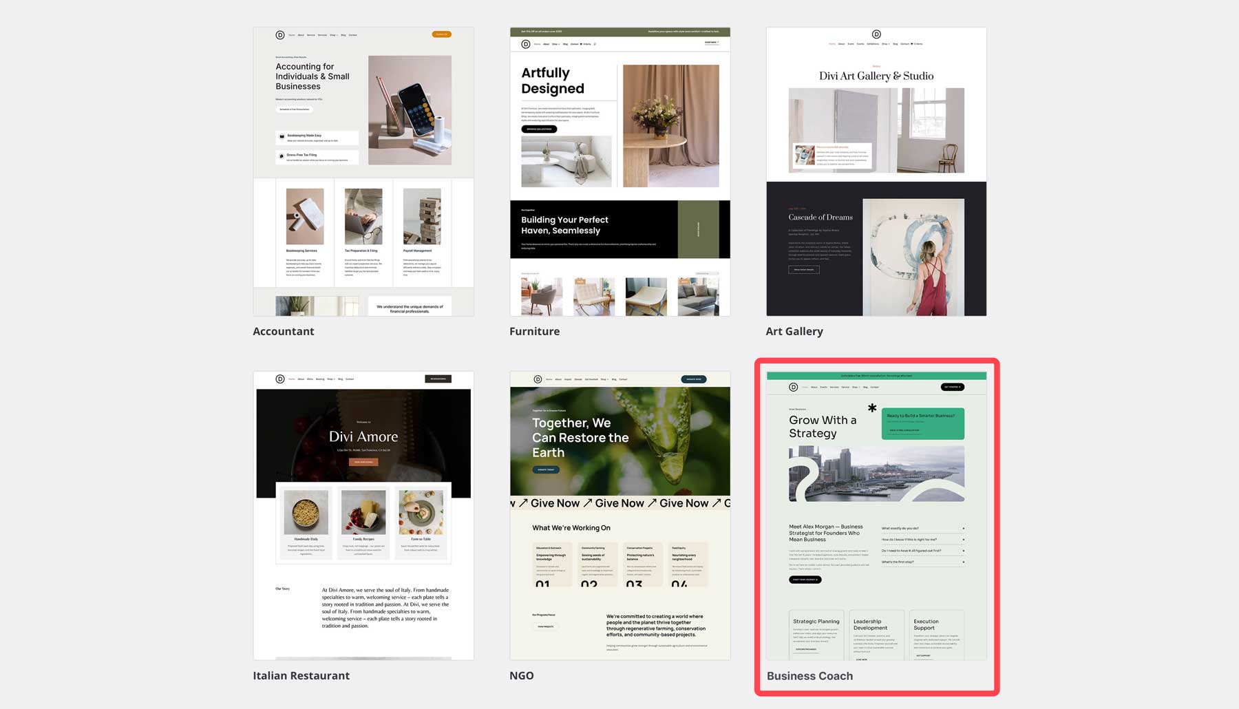 DIVIのビジネスコーチングスターターサイト