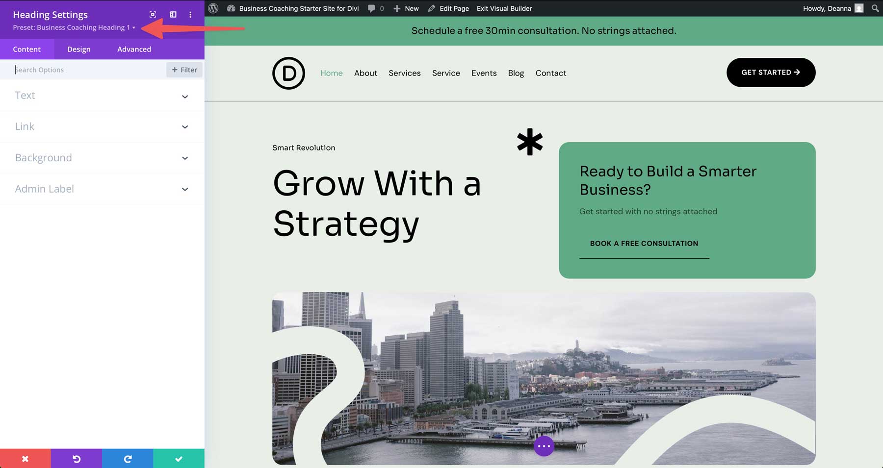 DIVIのビジネスコーチングスターターサイト