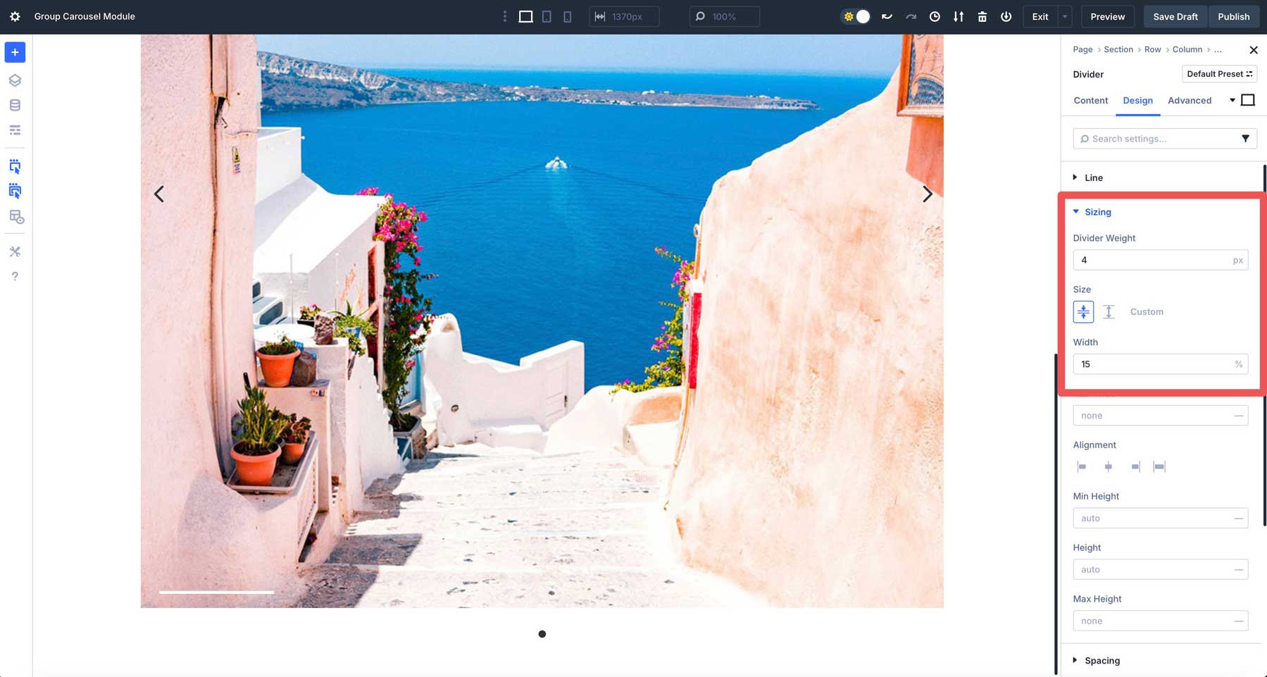 Divi 5中的組旋轉木載模塊