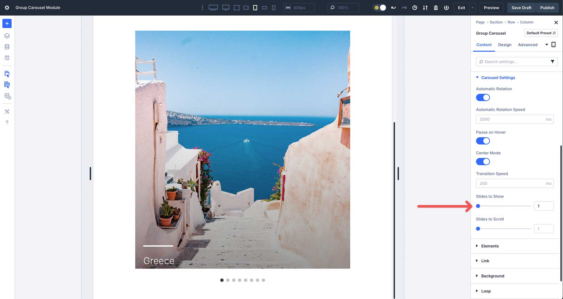 Divi 5中的組旋轉木載模塊