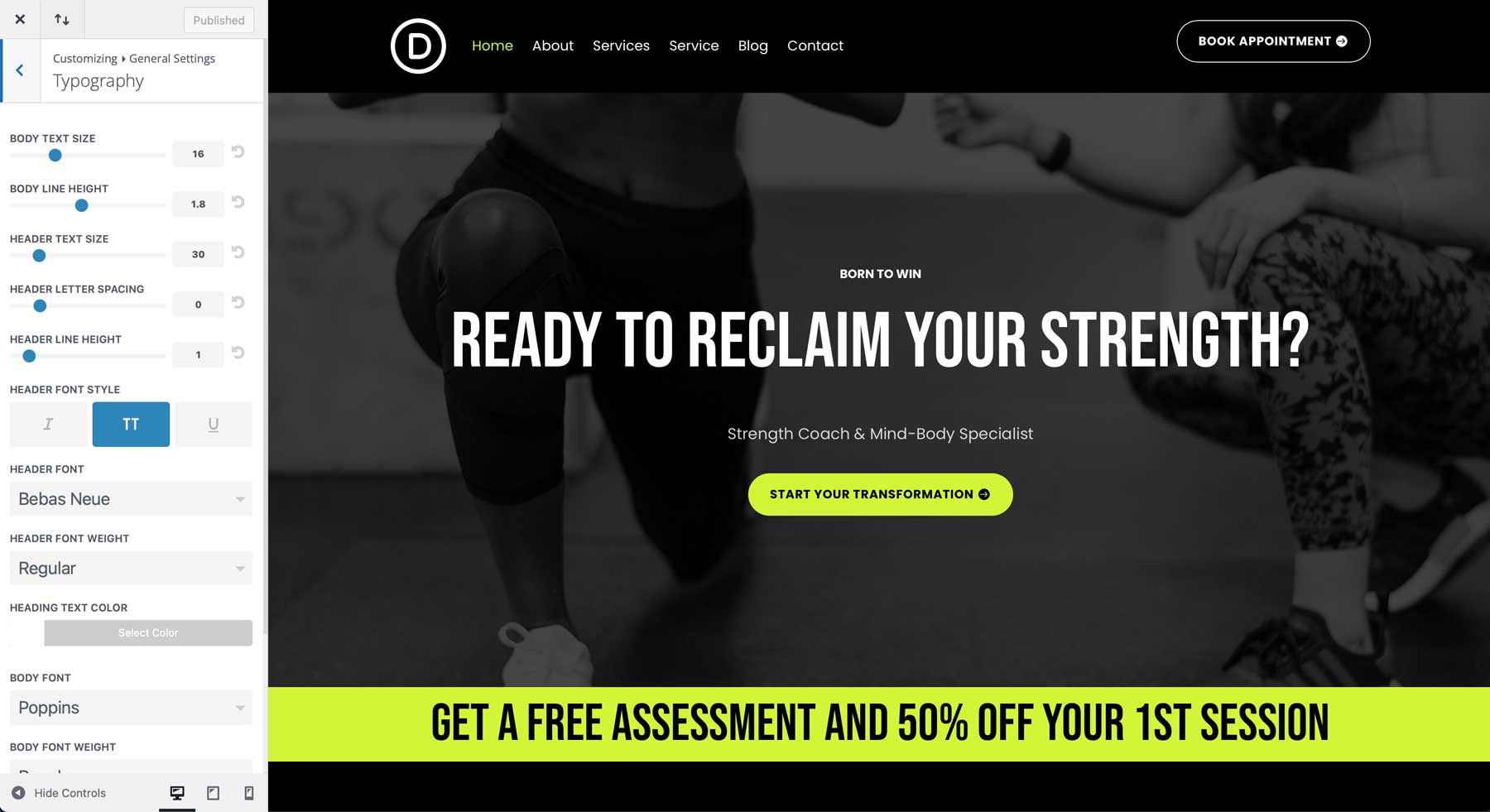 Personal Trainer Starter Site für Divi