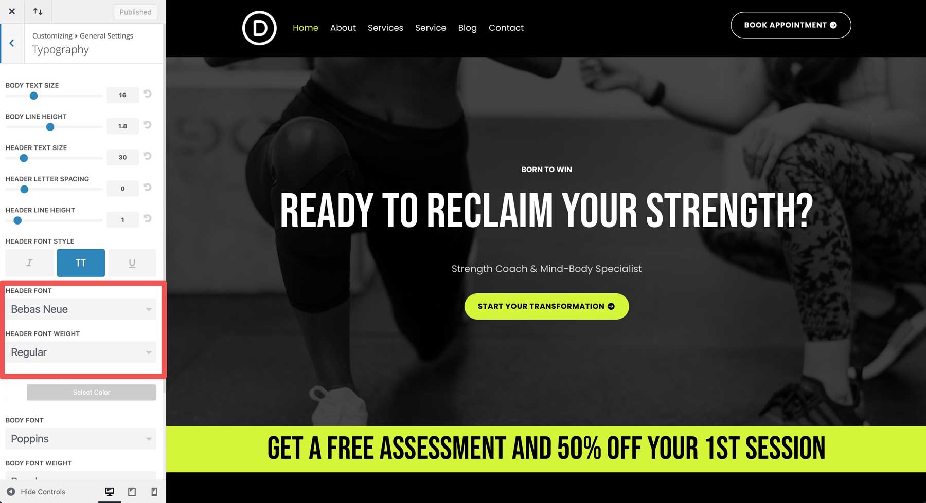 Personal Trainer Starter Site für Divi