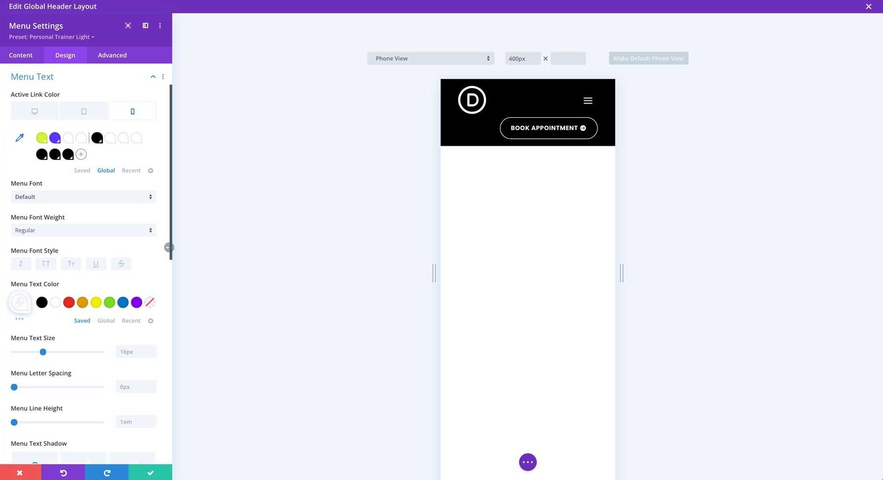 Personal Trainer Starter Site für Divi