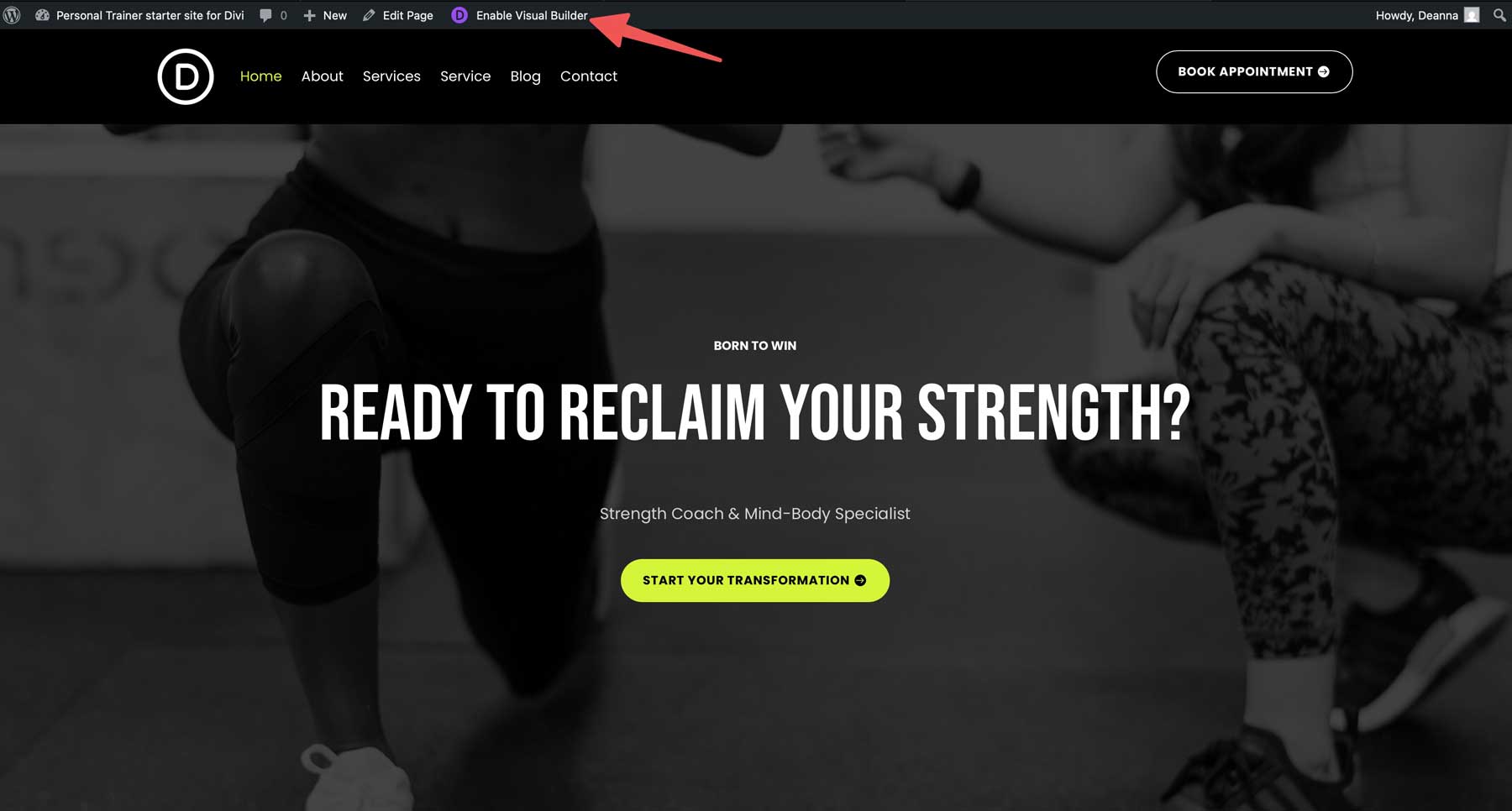 Personal Trainer Starter Site für Divi
