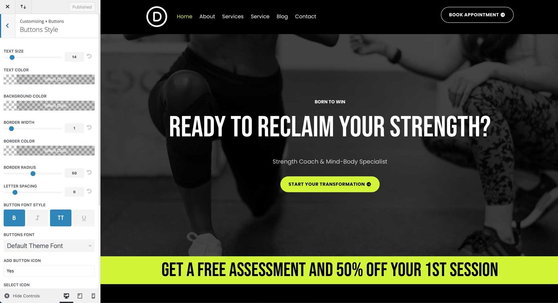 Personal Trainer Starter Site für Divi
